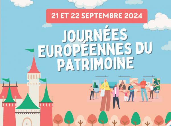 compo graphique d'un village annonçant les journées européennes du patrimoine