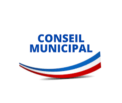 graphisme / conseil municipal écrit sur ruban tricolore bleu blanc rouge